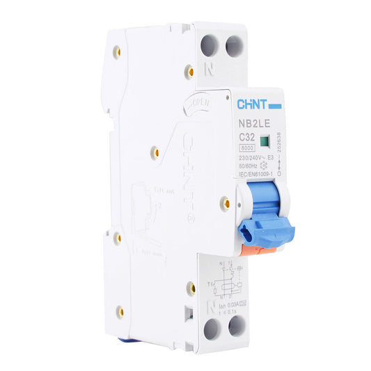 Chint aardlekautomaat 1 fase + nul - C32 - 0,03mA - Solar-evshop.nl